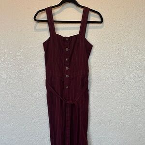 Hollister - Burgundy Striped Button-Down jumpsuit
